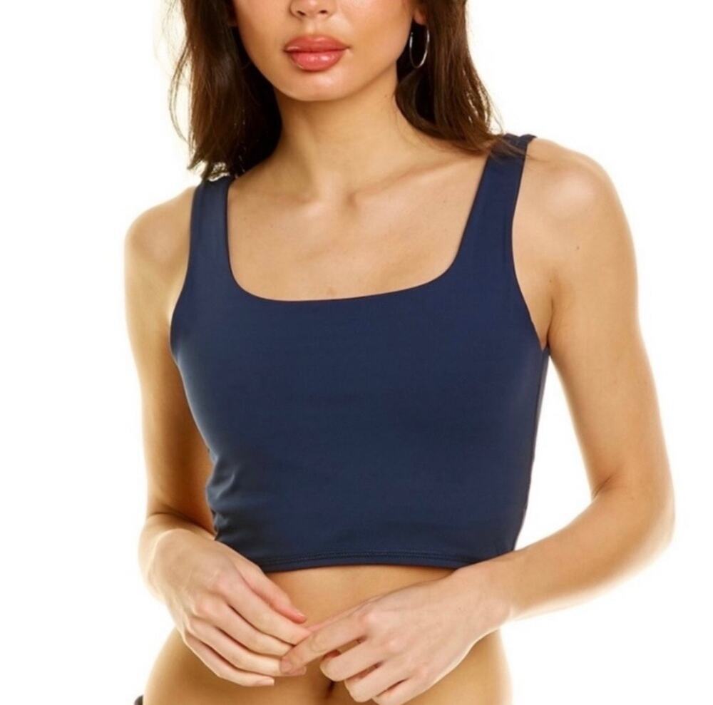 WeWoreWhat straight neck crop top blue size XL NWT
